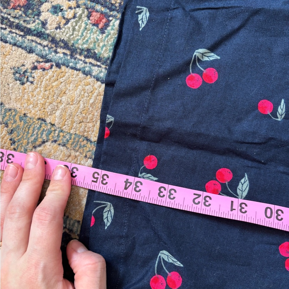 GAP Linen Cotton Novelty Fruit Cherry Print Midi Skirt Navy Blue Size Medium - Picture 6 of 6